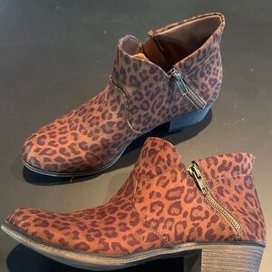 Sun + Stone Leopard Print Ankle Booties in Brown
